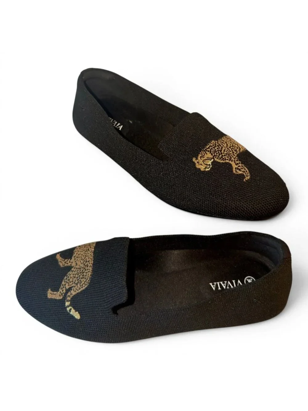 VIVAIA Audrey Cheetah Embroidered Round Toe Loafers Flats US 9 EU 40